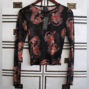 Urban Outfitters Dragon Sheer Mesh Top